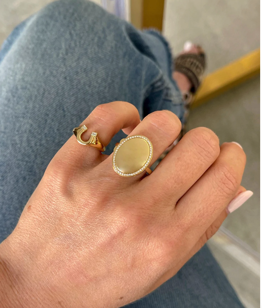 GOLD AND DIAMOND OVAL LOCKET RING - Millo Jewelry