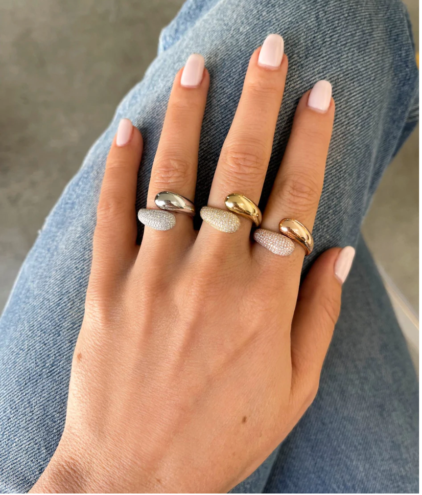 GOLD AND DIAMOND JUMBO DOUBLE DOME RING - Millo Jewelry