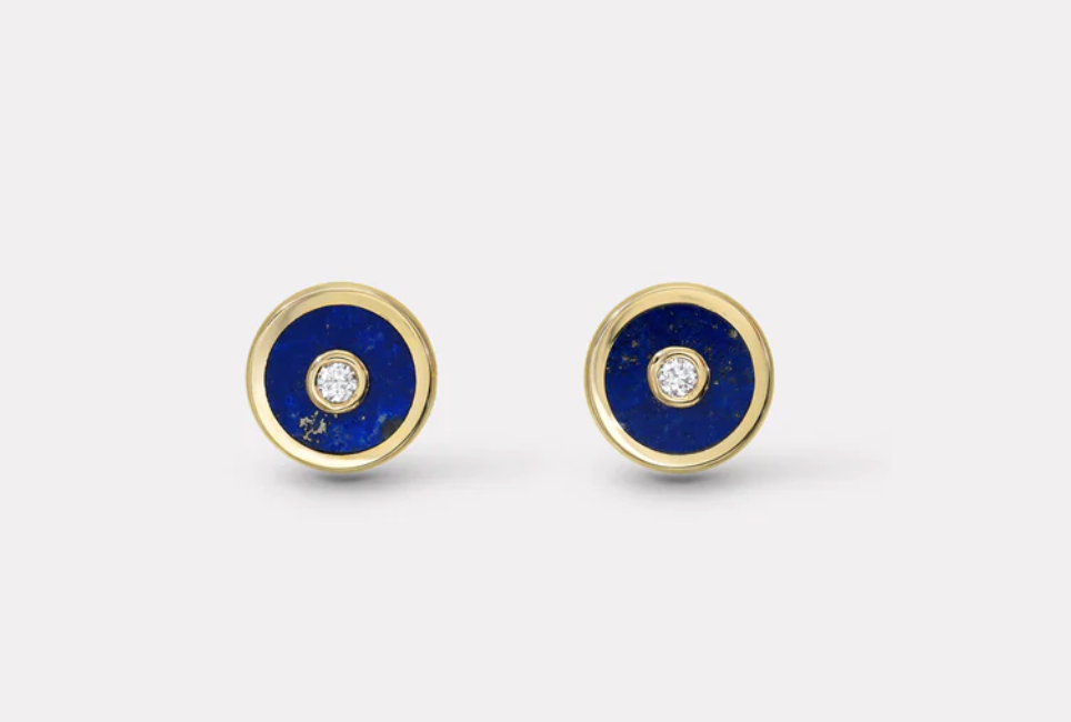 MINI COMPASS STUD EARRINGS WITH DIAMOND CENTER - Millo Jewelry