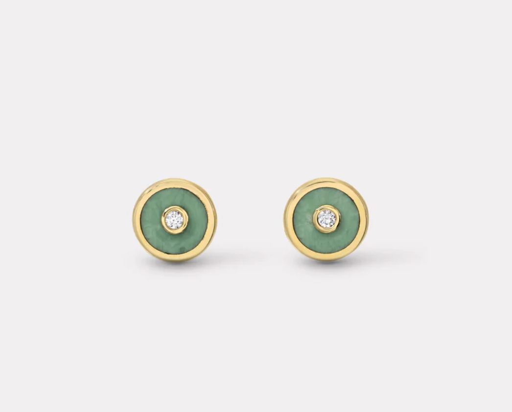 MINI COMPASS STUD EARRINGS WITH DIAMOND CENTER - Millo Jewelry