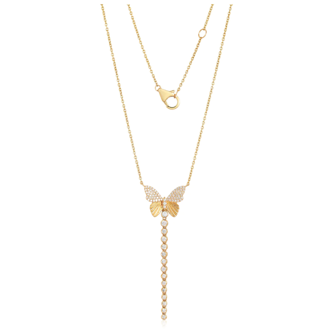 BUTTERFLY DIAMOND LARIAT NECKLACE - Millo Jewelry