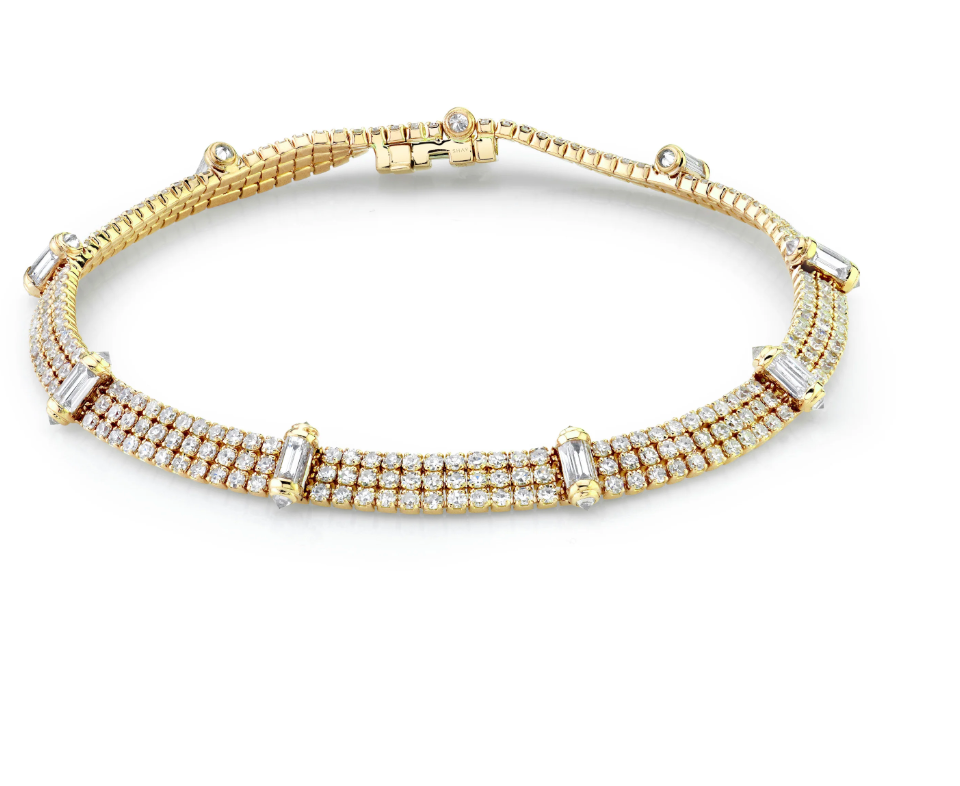 DIAMOND TRIPLE THREAD & RIPPLE BRACELET - Millo Jewelry