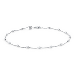 Load image into Gallery viewer, 14K WHITE GOLD DIAMOND CUT BEADED CHAIN ANKLET - Millo Jewelry
