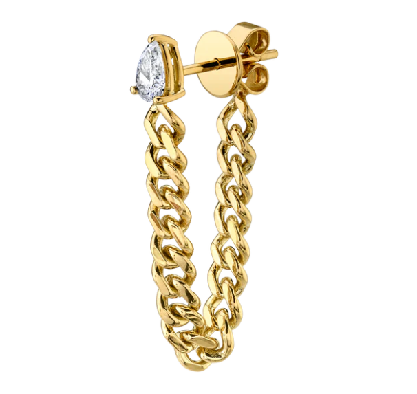 PEAR DIAMOND CUBAN LINK LOOP EARRING - Millo Jewelry