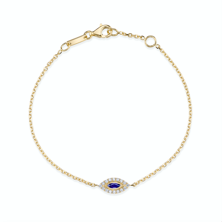 Blue Sapphire Evil Eye Chain Bracelet - Millo Jewelry