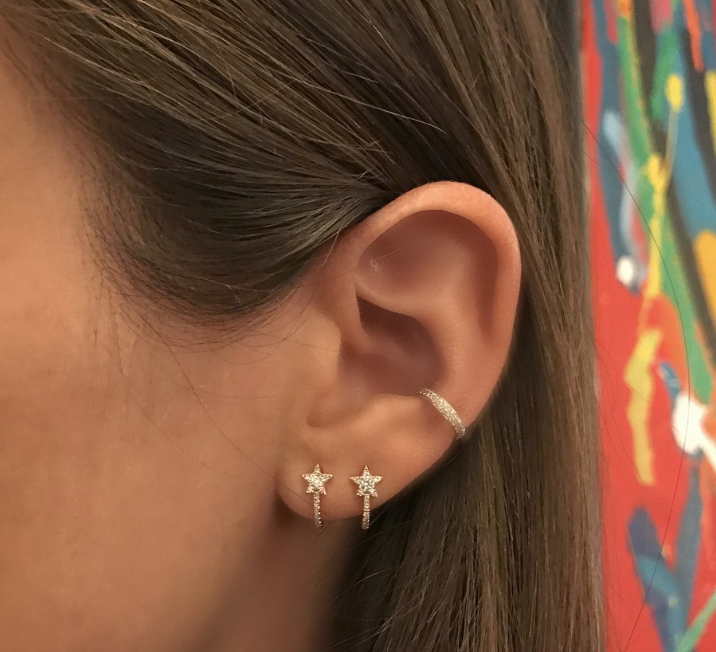 Pave Star Huggies - Millo Jewelry