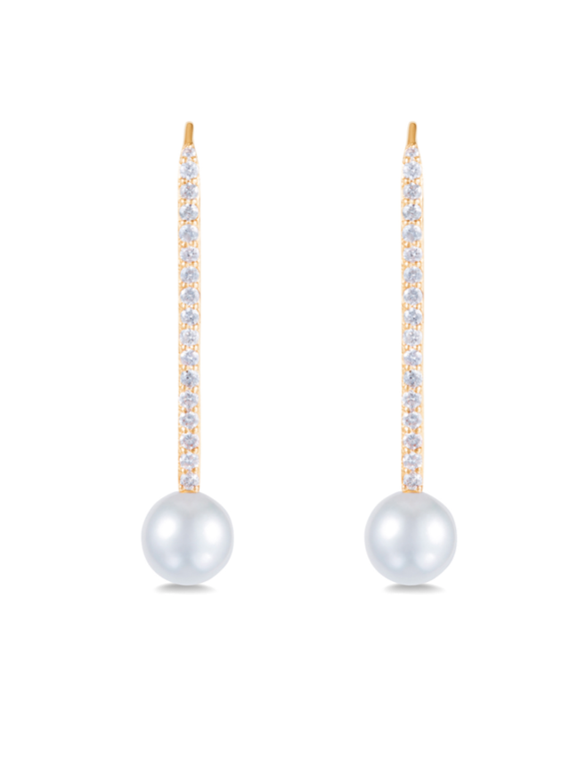 Diamond Pearl Stick Earrings - Millo Jewelry