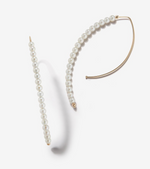Load image into Gallery viewer, Long Open Marquis Hoop Pearl Earring - Millo Jewelry
