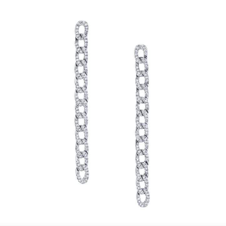 Long Diamond Chain Link Earrings - Millo Jewelry