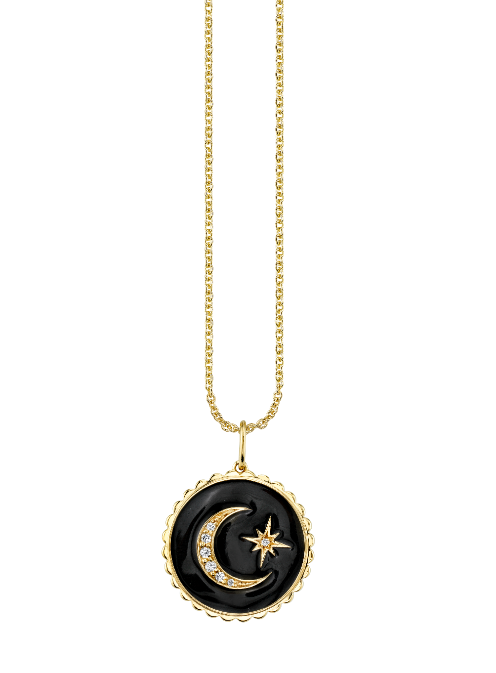 Celestial Medallion with Scalloped Edge Charm - Millo Jewelry