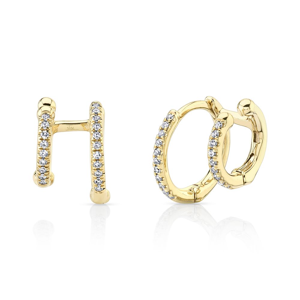 DIAMOND DOUBLE HUGGIE EARRING - Millo Jewelry
