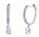 Load image into Gallery viewer, Diamond Huggies w/ Pear Diamond Drop - Millo Jewelry

