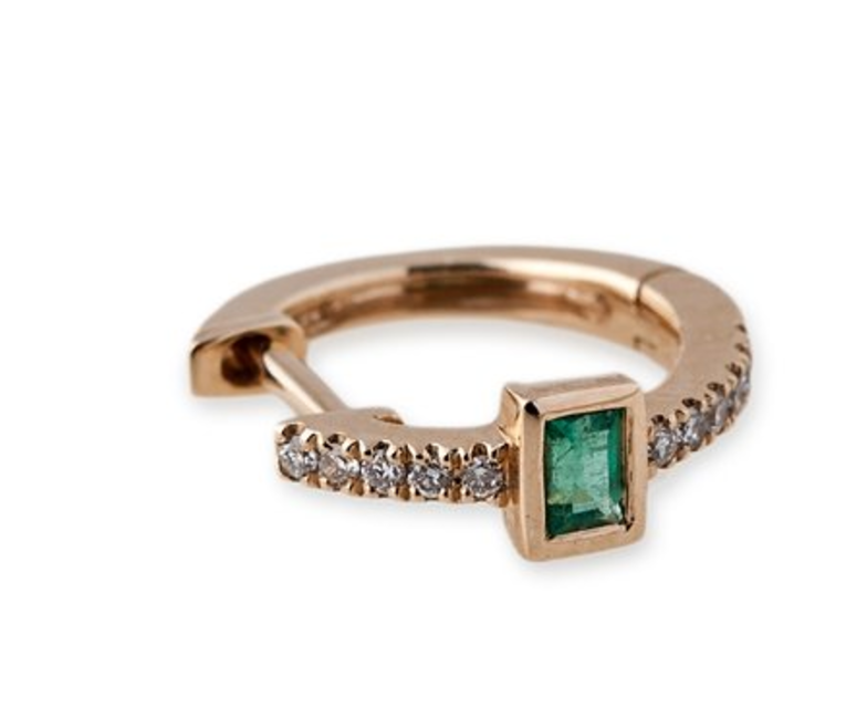 Jacquie Aiche "Emerald Baguette Mini Hoops" - Millo Jewelry