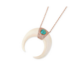 Load image into Gallery viewer, Turquoise Center Pave Xl Bone Double Horn Necklace - Millo Jewelry

