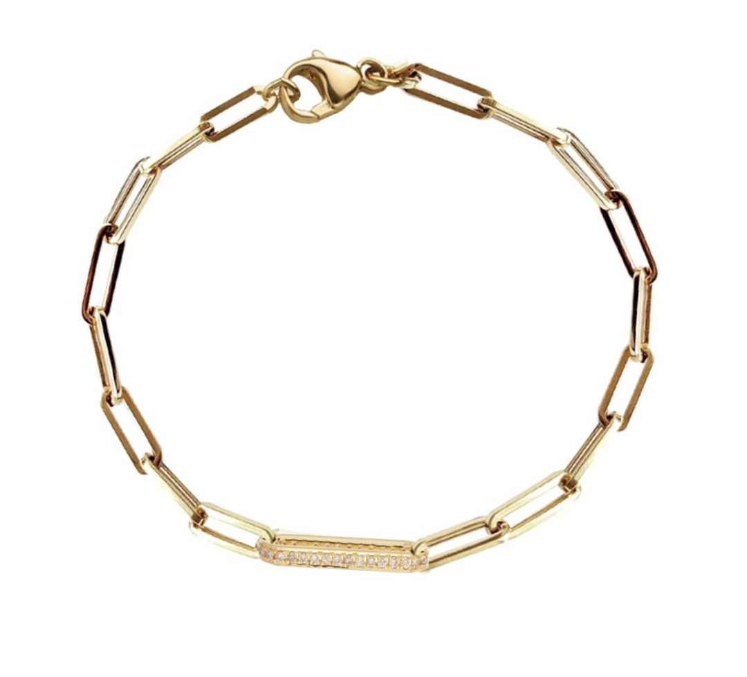Diamond Link Paperclip Bracelet - Millo Jewelry