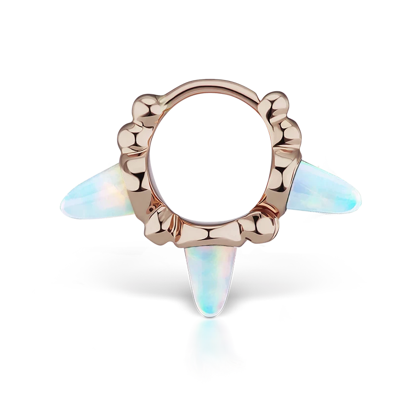 Triple Short Opal Spike Granulated Hoop Earring - Millo Jewelry