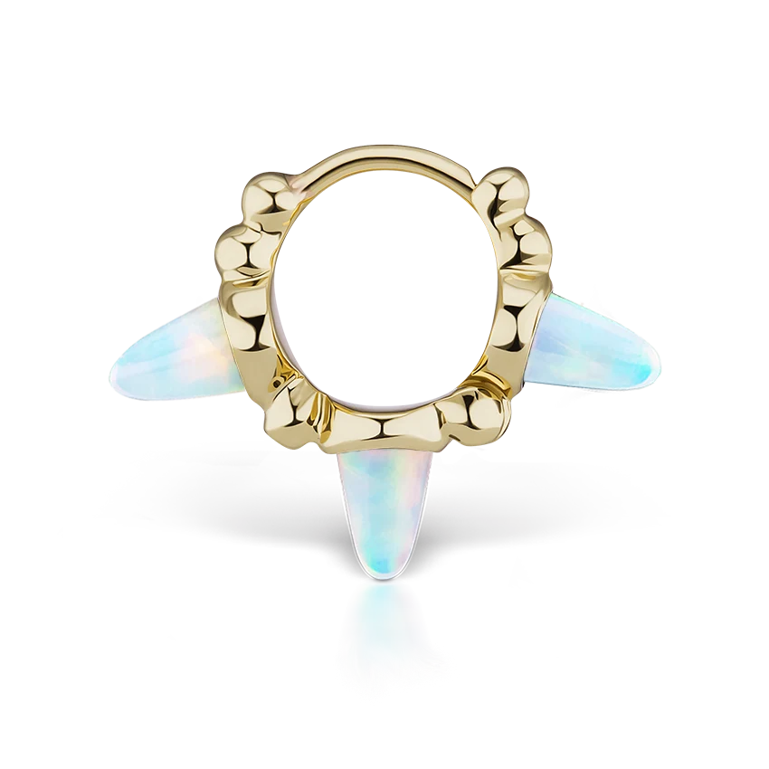 Triple Short Opal Spike Granulated Hoop Earring - Millo Jewelry