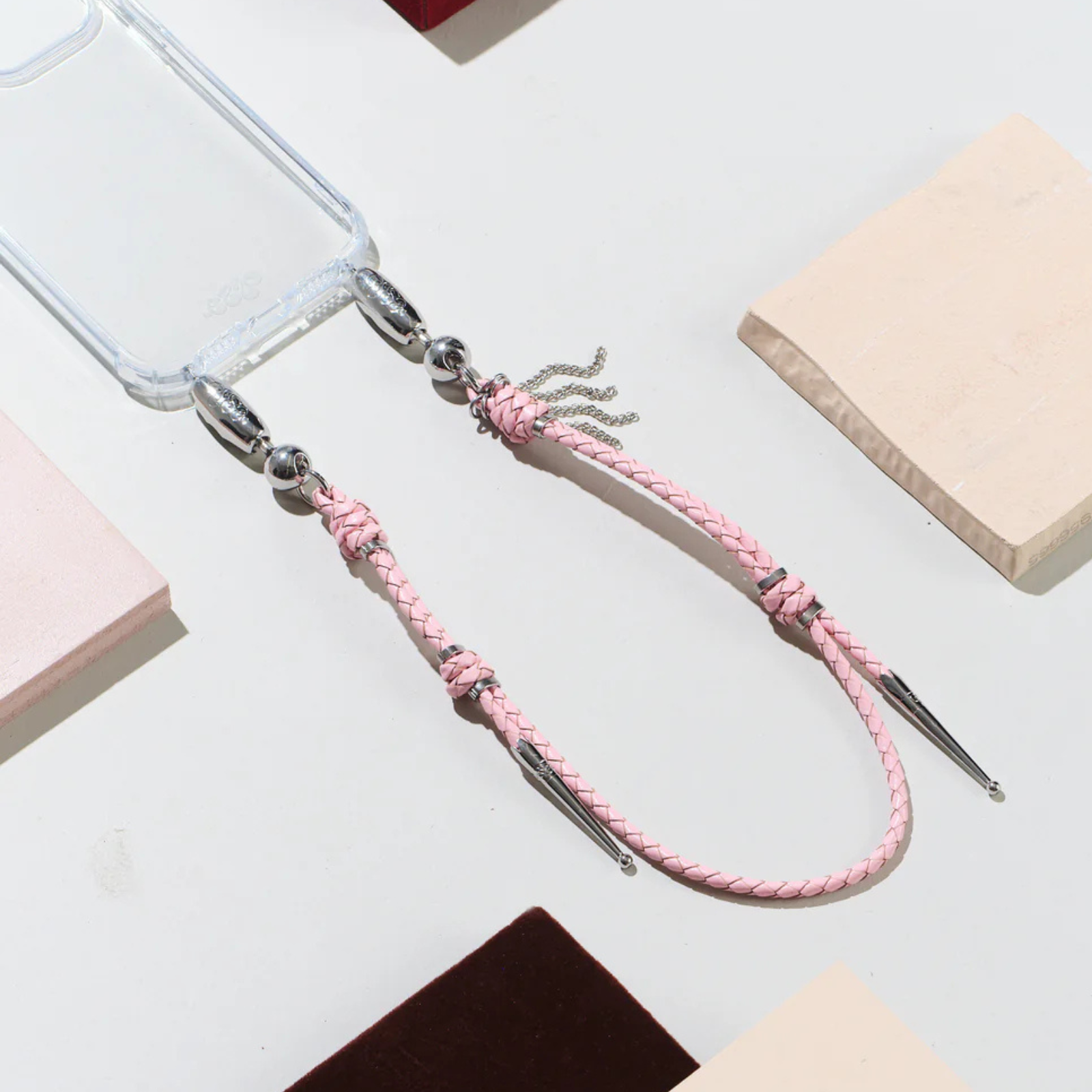 Leather Bolo Wristlet Peony Pink