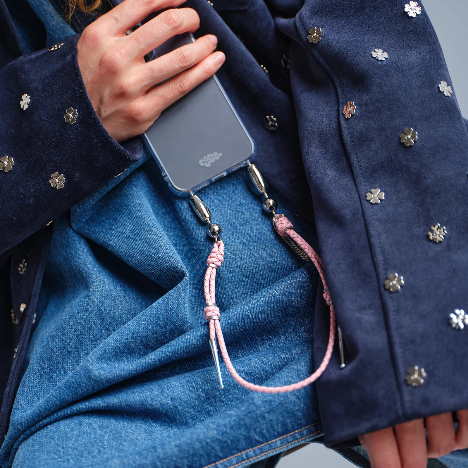 Leather Bolo Wristlet Peony Pink