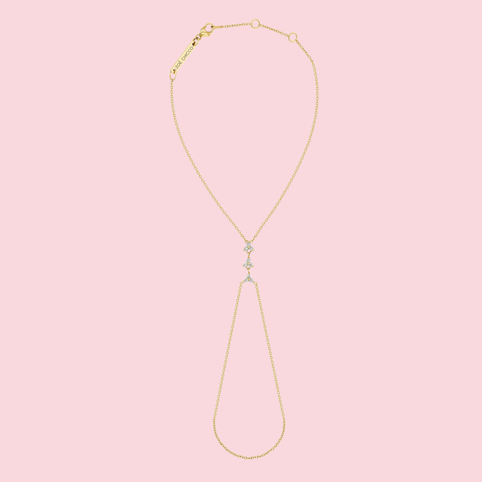 Small Prong Diamond Trio Hand Chain