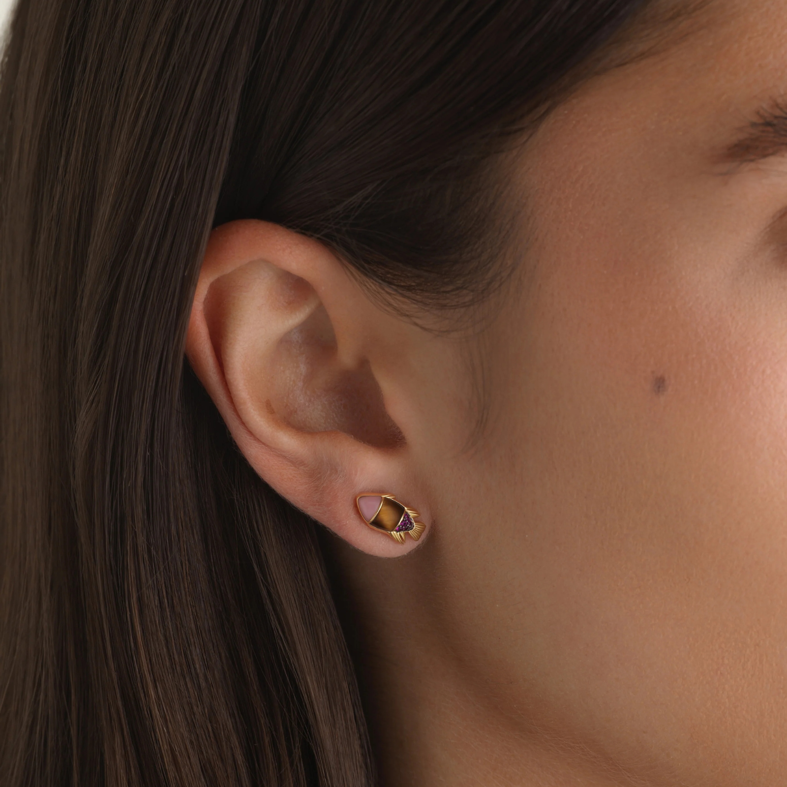 Fish Studs, Tiger's Eye