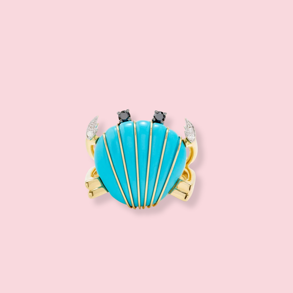 Crabe Coquillage Turquoise Ring