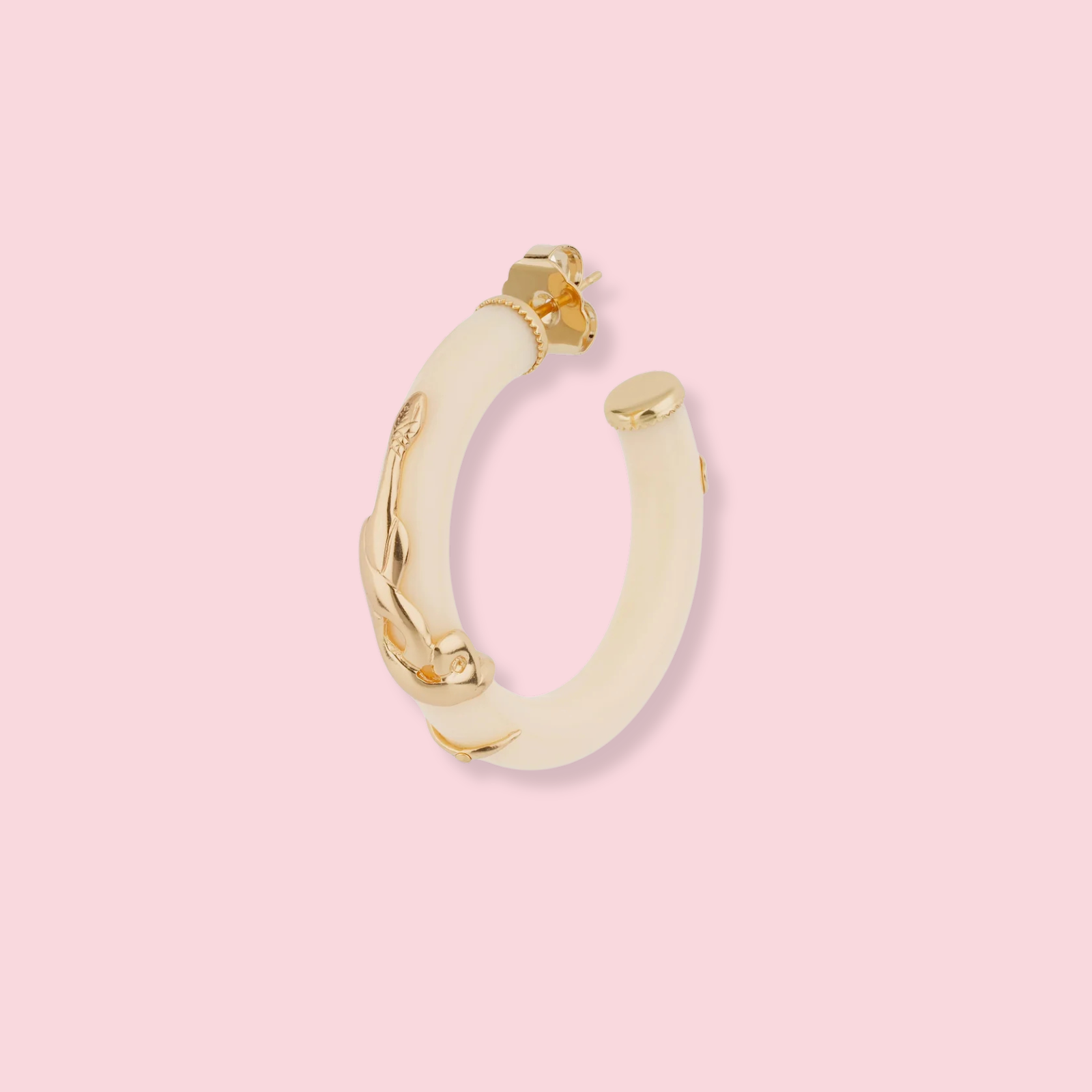 Small Cobra Hoop Earrings in Acetate - Ivory