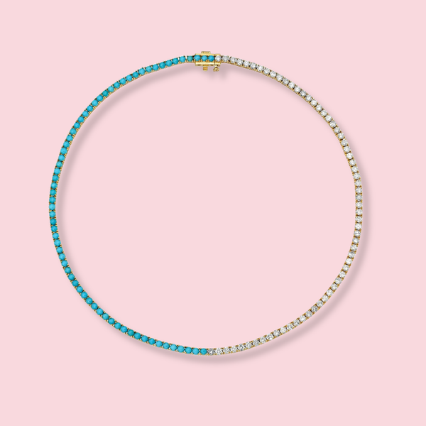 Turquoise & Diamond Infinity Tennis Choker