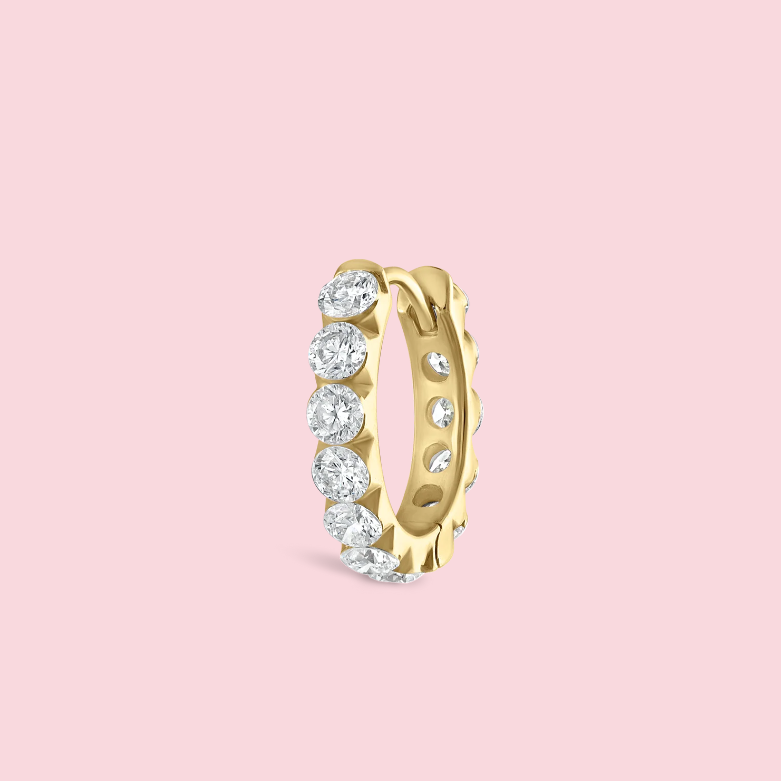 Invisible Set Large Diamond Eternity Hoop Earring - Yellow gold