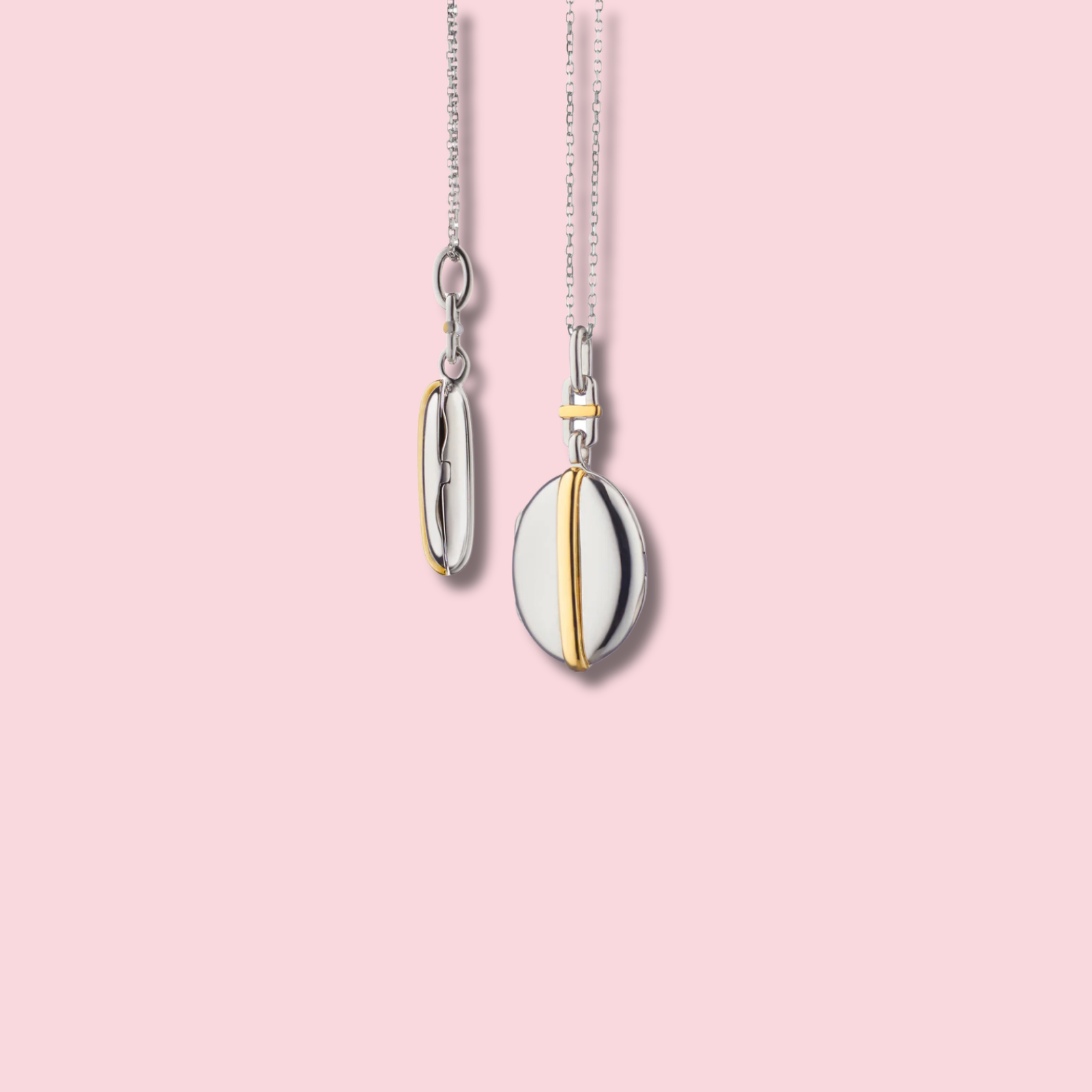 Slim Oval "Tess" Two-Tone Locket Necklace