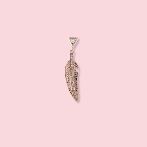 Pave Trillion + Gold Feather Earrings