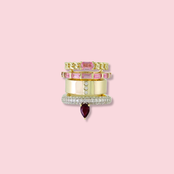 Type Stack Pave Ruby-Pink Sapphire Ring