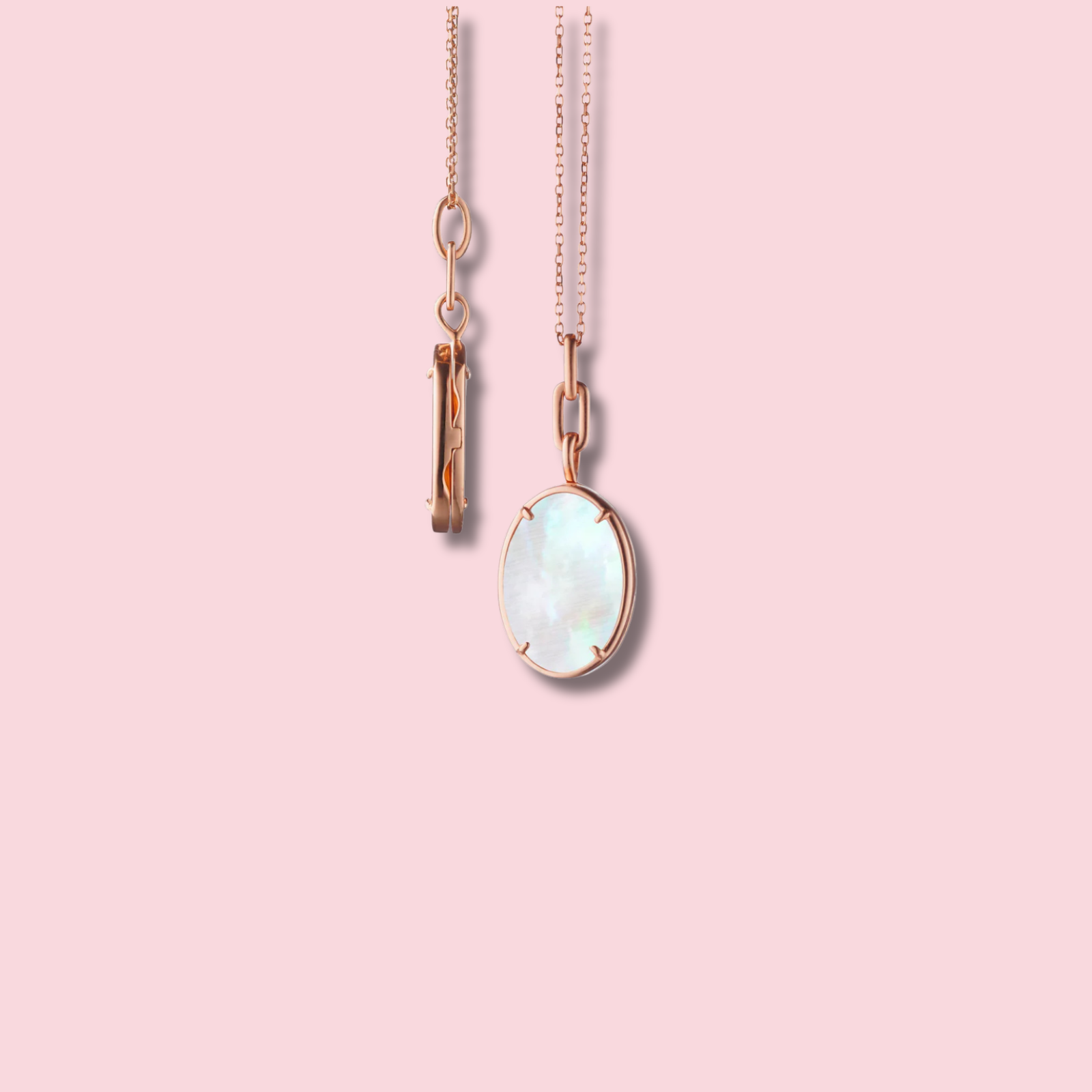 "Elle" Stone Slim 18K Rose Gold Locket Necklace