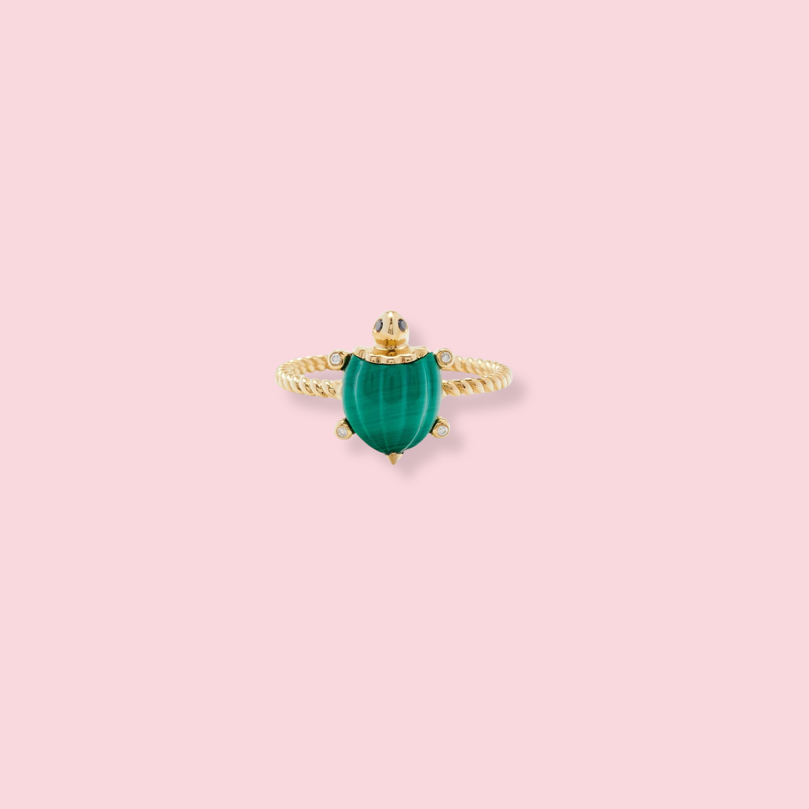 Mini Ring Turtle Malachite Yellow Gold
