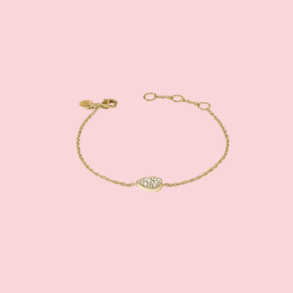 Pavé Teardrop Delicate Bracelet Gold