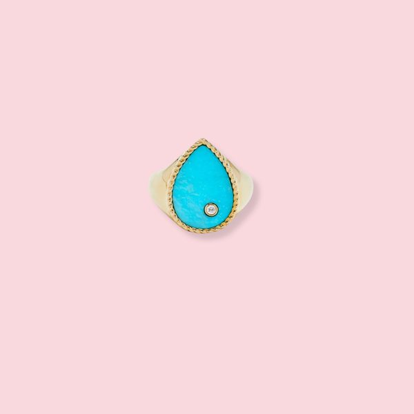 Chevalière Poire Turquoise Pear