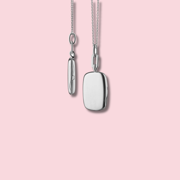 Slim Rectangle "Dee" Sterling Silver Locket Necklace
