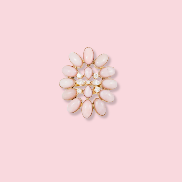 Diamond + Pink Opal Blossom Ring