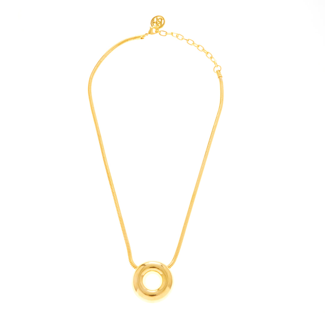 Gold Necklace with Circle Pendant