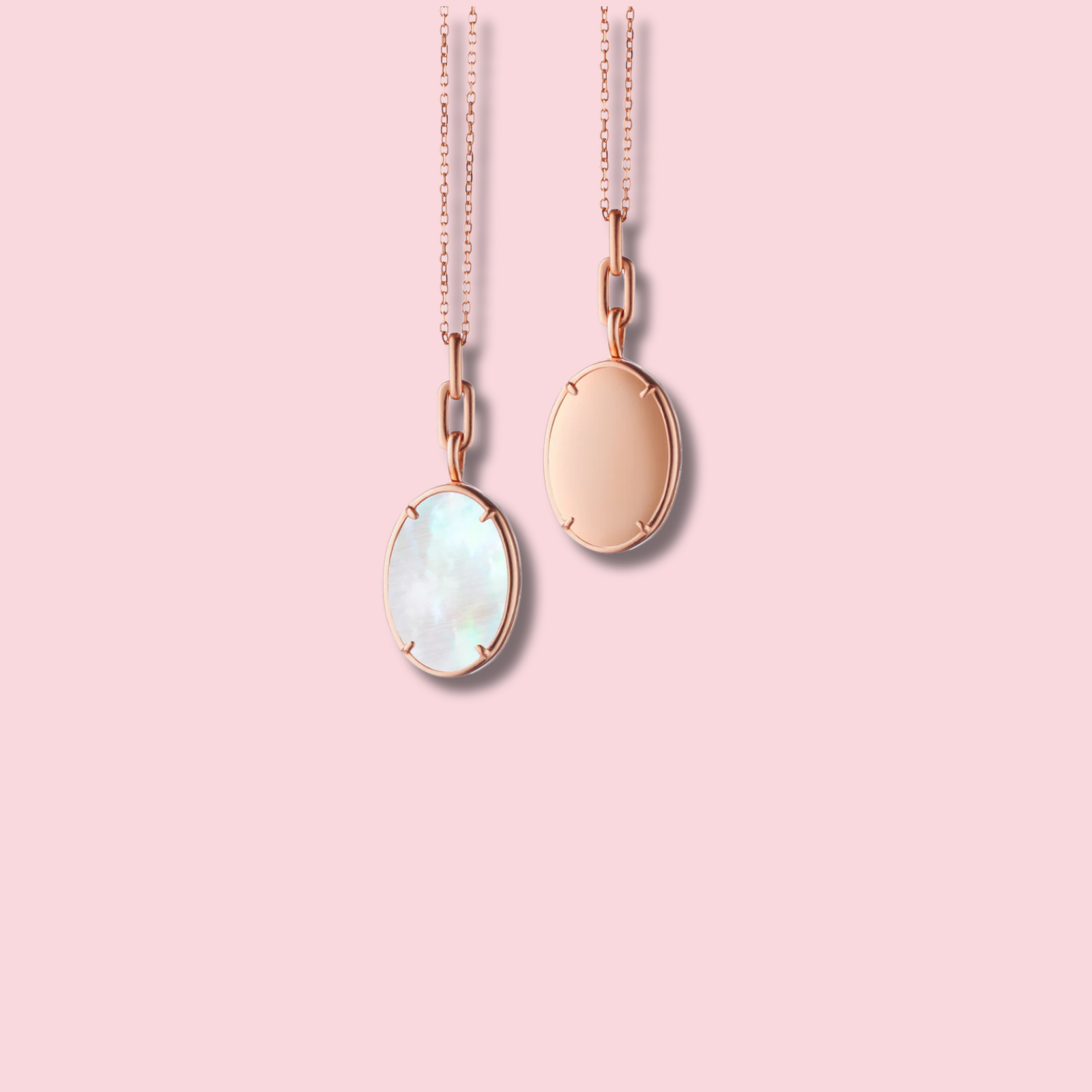 "Elle" Stone Slim 18K Rose Gold Locket Necklace