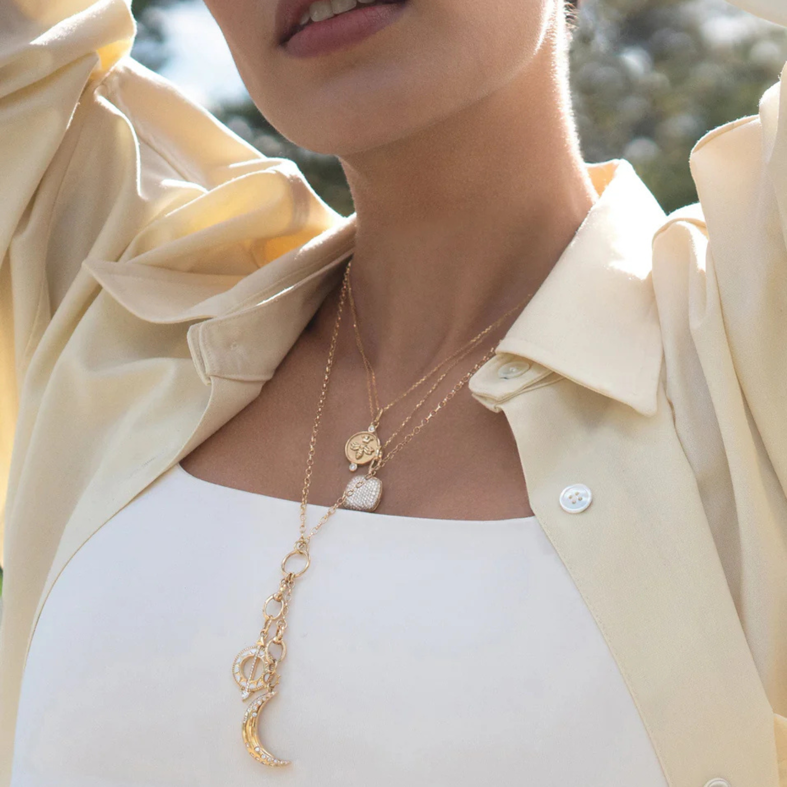 Slim "Rae" Locket Necklace with Diamonds