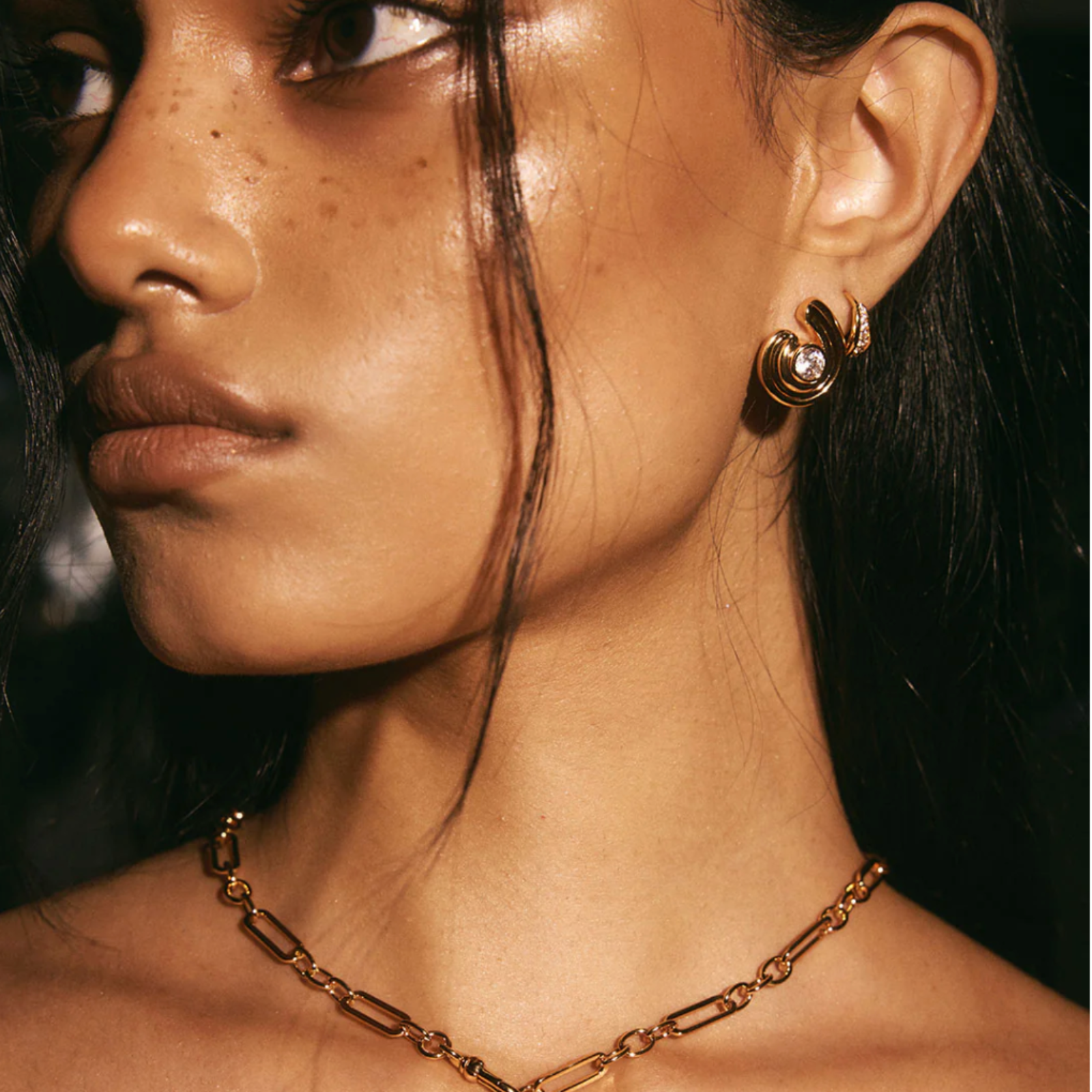 Wave Bezel Twist Studs