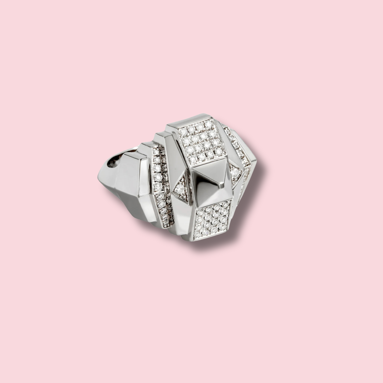 Rockaway Pyramid Half Paved Ring