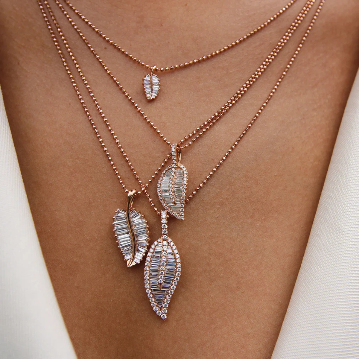 Small Palm Leaf Diamond Necklace