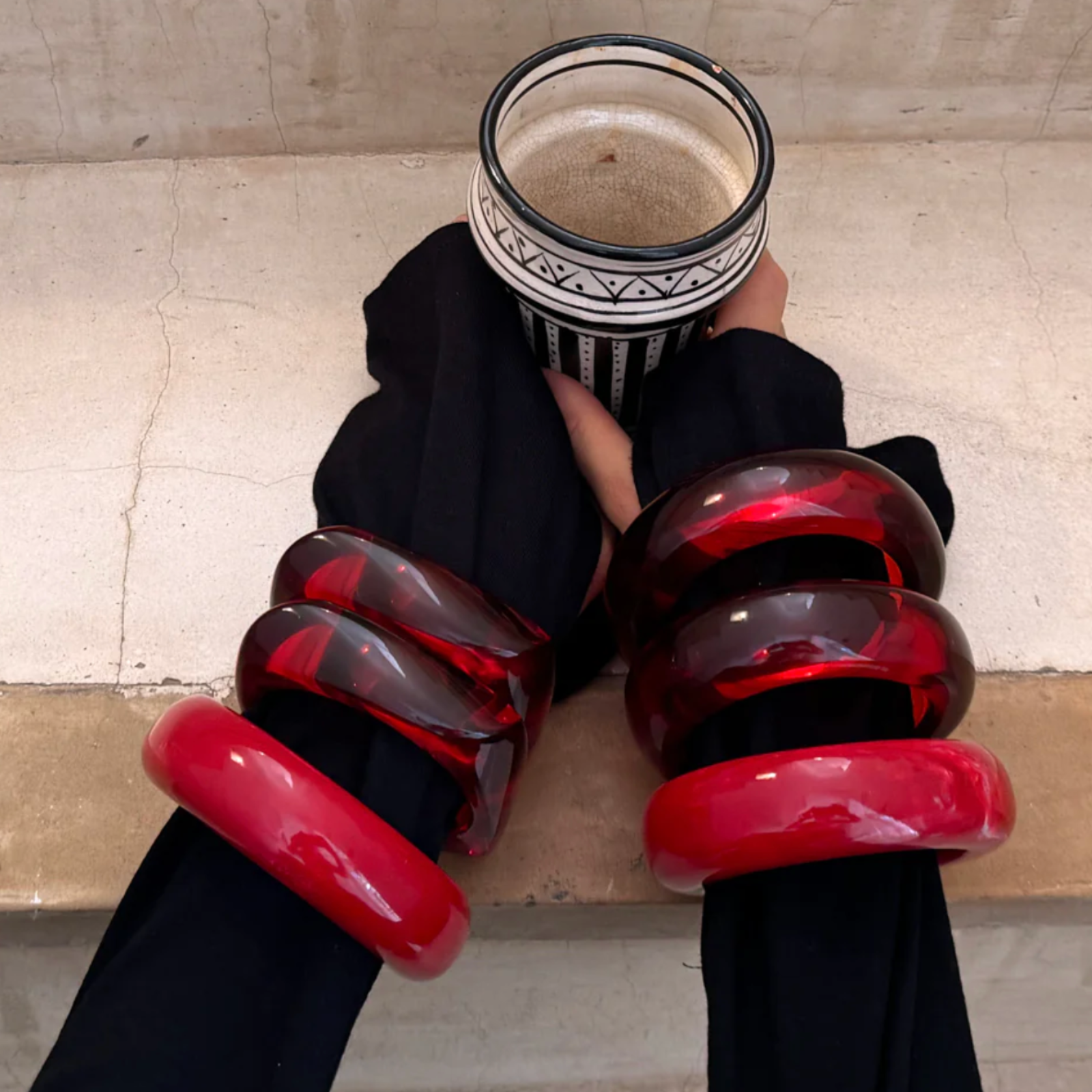 The Formentera Bangle Set- Red