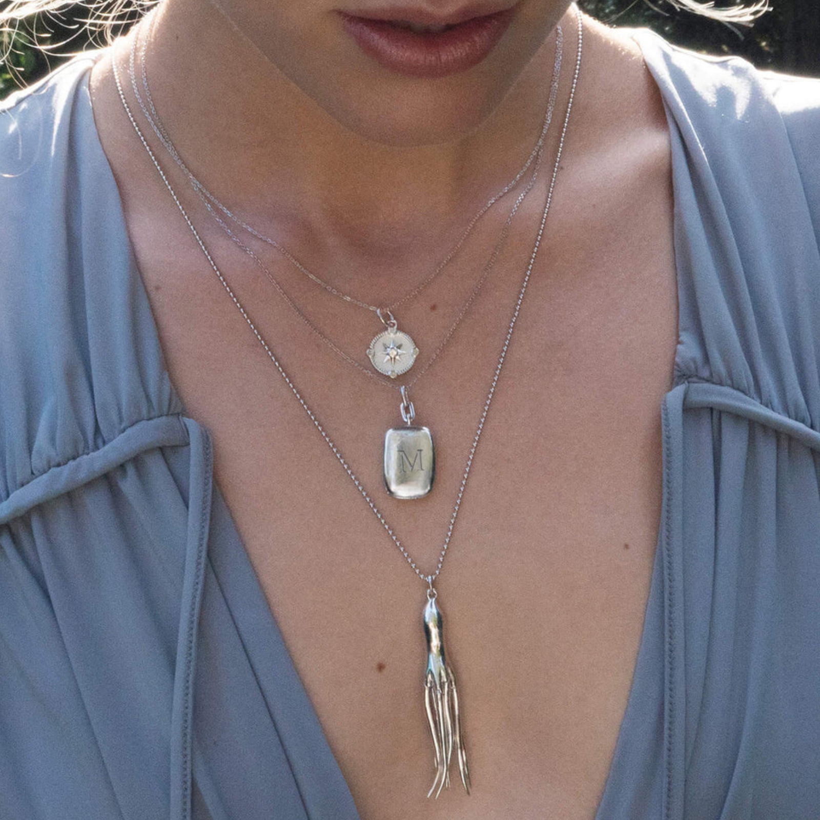 Slim Rectangle "Dee" Sterling Silver Locket Necklace