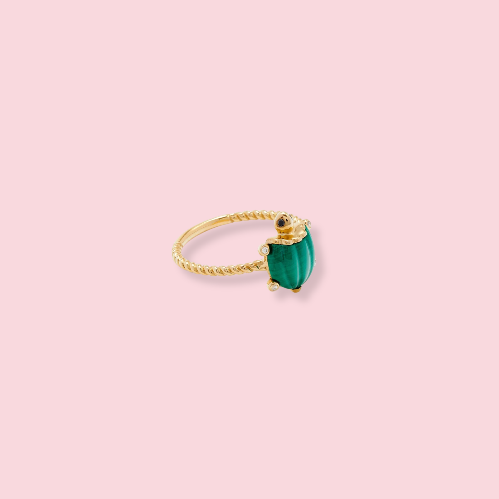 Mini Ring Turtle Malachite Yellow Gold