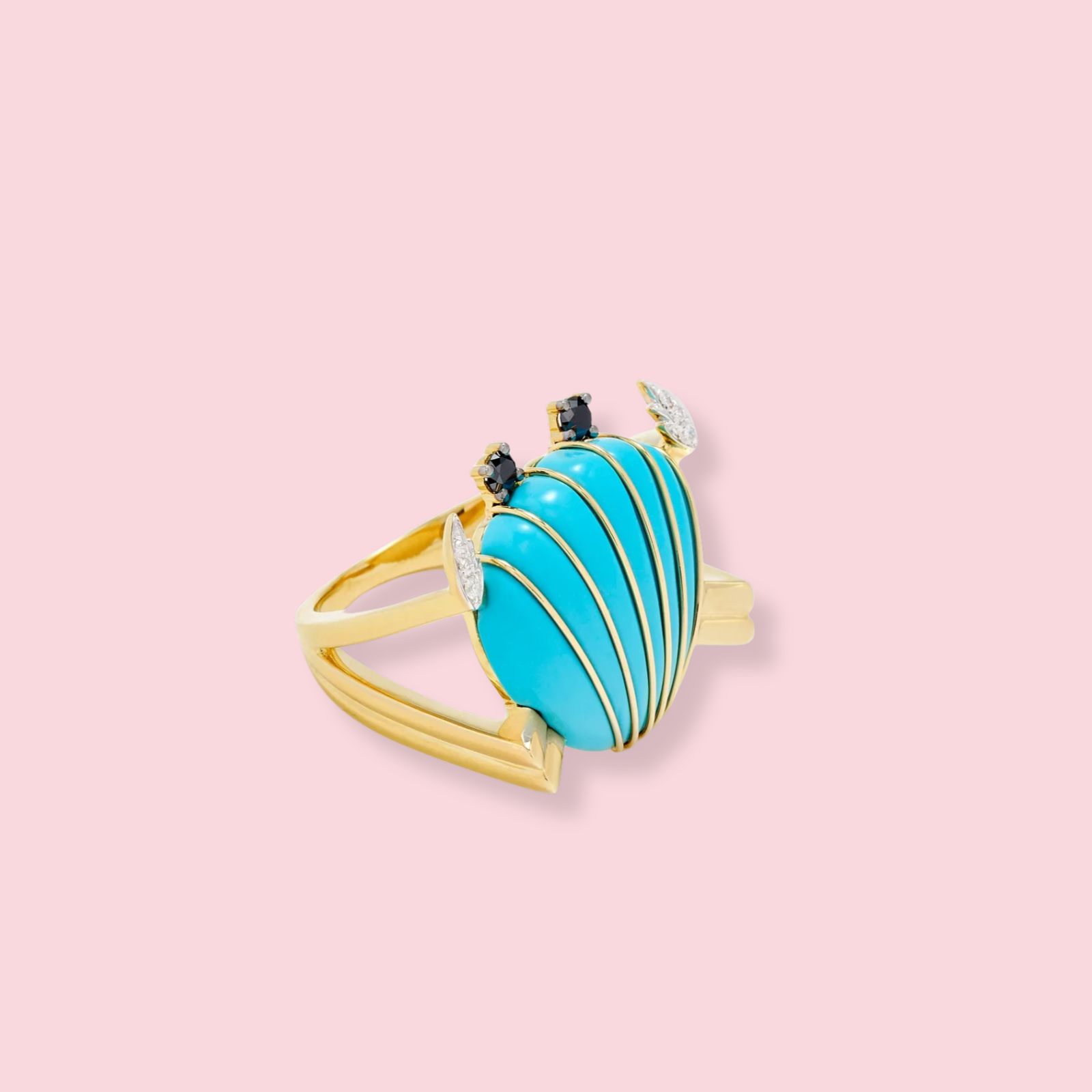 Crabe Coquillage Turquoise Ring