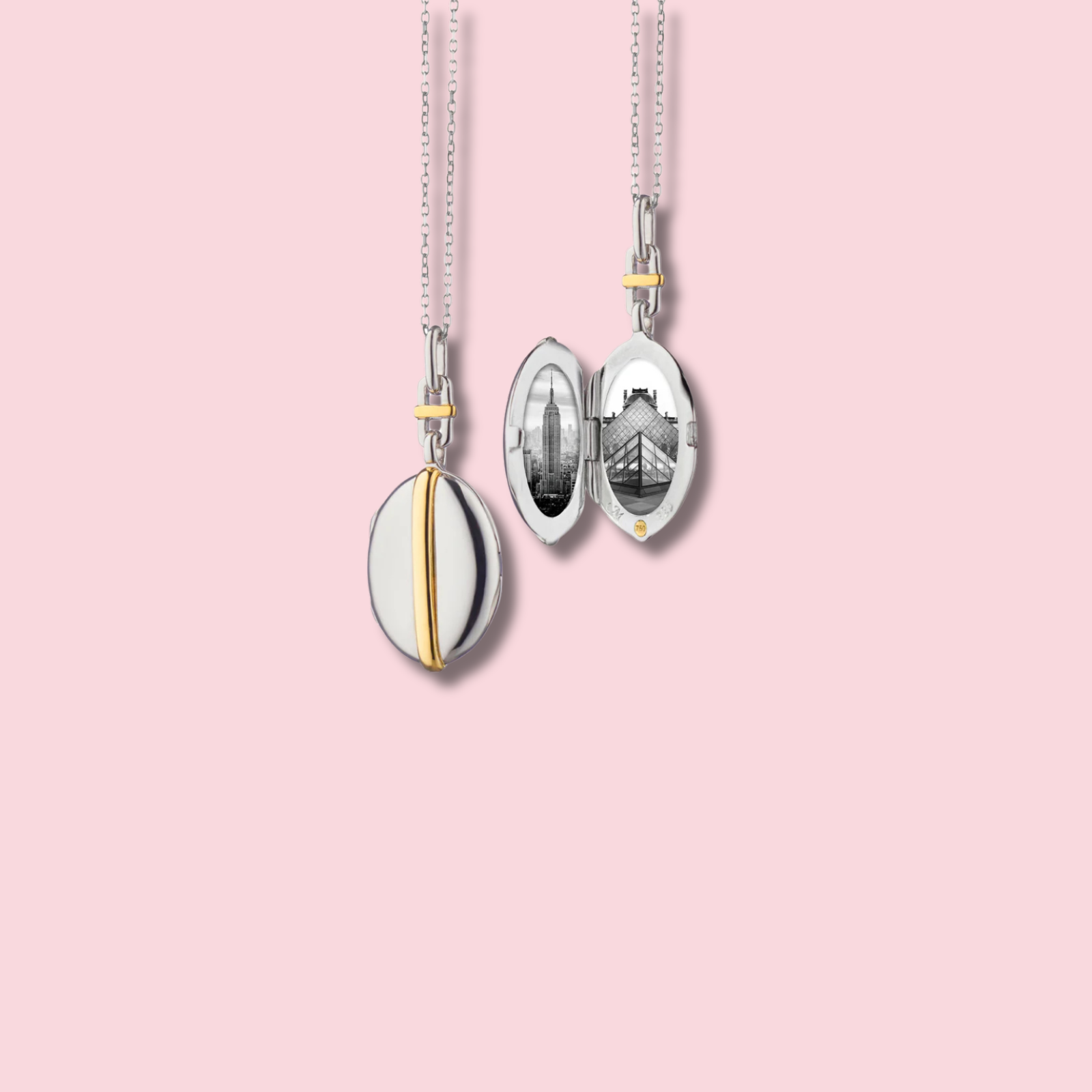 Slim Oval "Tess" Two-Tone Locket Necklace