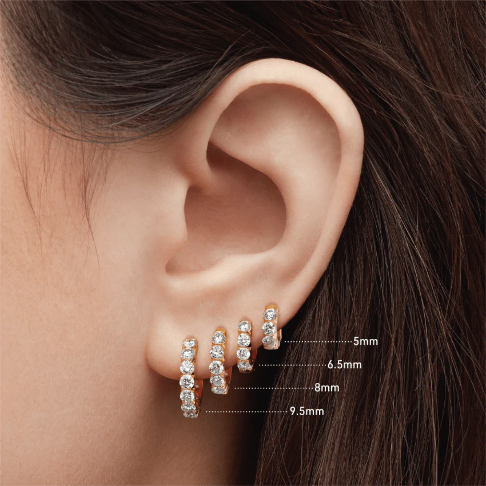 Invisible Set Large Diamond Eternity Hoop Earring - Yellow gold
